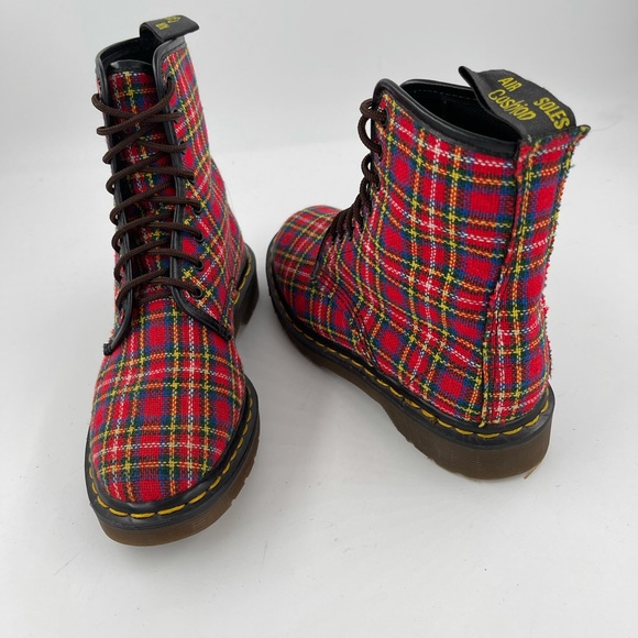 Vintage 80’s Dr Martens Tartan Textile Double Stitched Boots Made England Size 7 - Picture 13 of 16